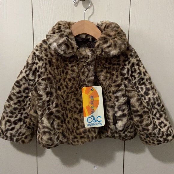 California Faux Fur Leopard Print Coat 